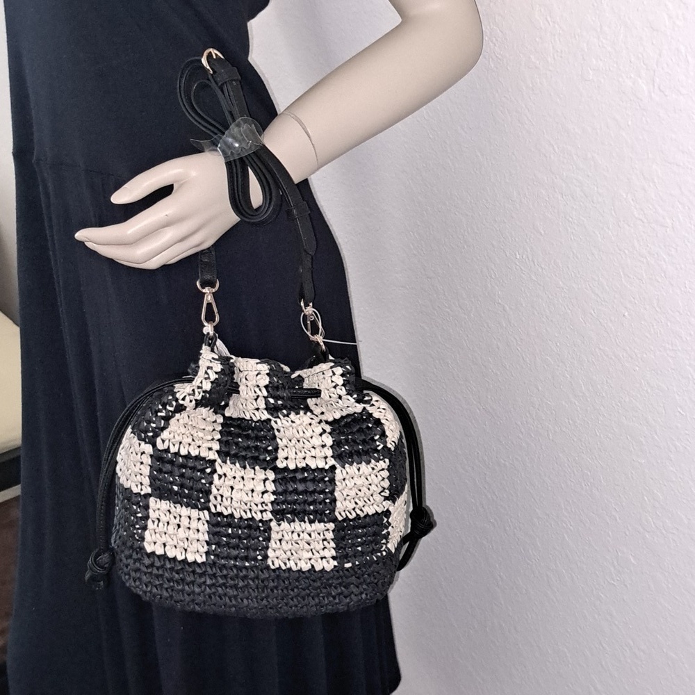 Crossbody Bag - Universal Thread Black: Knit, Unstructured, Paper & Straw